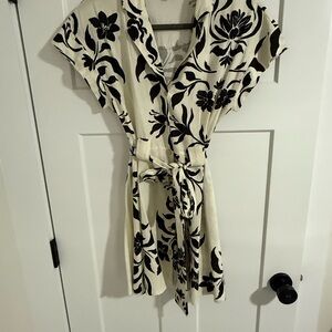 Floral Black and White Mini Dress